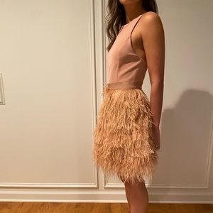 Alice and Olivia Philomena Feather Skirt Cocktail Dress